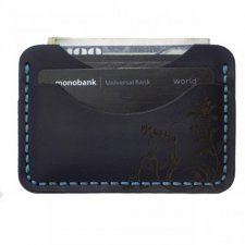Granatowy portfel na karty ręcznie robiony Cardholder Handmade