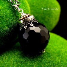 Naszyjnik - Kula - Onyks Srebro