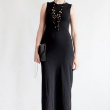 sylwester sukienka vintage maxi H&M czarna