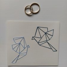 Gołębie - wyszywana kartka ślubna