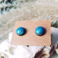 Błękitne kolczyki na sztyftach idealne na prezent dla kobiety - ultralekkie kolczyki sztyfty - polske rękodzieło - biżuteria modowa Gaia-ceramika