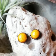 CERAMICZNE WIOSENNE KOLCZYKI ŻÓŁTE wkrętki sztyfty stal chirurgiczna - damskie nowoczesne kolczyki żółte oczka 9 mm - BIŻUTERIA GAIA CERAMIKA