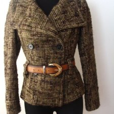 ZARA* - WEŁNIANA  KURTKA Z MOHEREM I ALPAKĄ