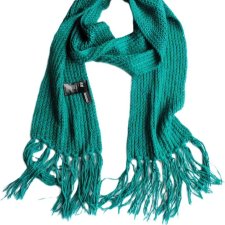 Długi ciepły szal vintage turkus