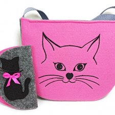 Torebeczka z kotem różowa dla dziewczynki  portfelik