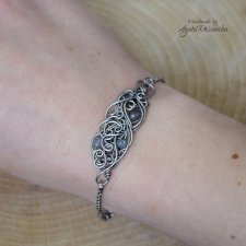 Bransoletka z labradorytami, wire wrapping, stal chirurgiczna