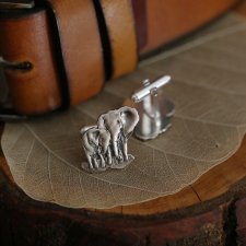 Słonie srebrne spinki do mankietów