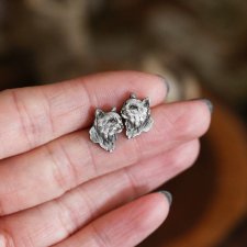 Ryś mini kolczyki sztyfty ze srebra