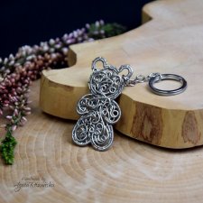 Breloczek brelok miś misiek ze stali chirurgicznej, wire wrapping