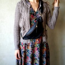 Nerka skórzana handmade  - CZARNA - rozmiar M  z paskiem ( okucia STARE ZŁOTO)