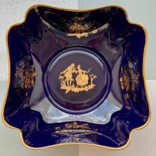 Limoges France Centerpiece - Kobalt ❀ڿڰۣ❀ Duża misa, grubo złocona