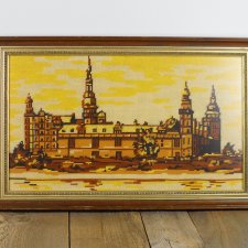 obraz wyszywany w drewnianej ramie, zamek Kronborg