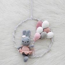 Łapacz snów z zajączkiem - różowy