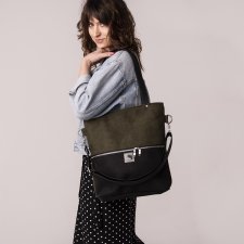 Czarna khaki torba z wodoodpornego nubuku