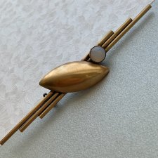 Vintage Modern Bronze Brooch ❀ڿڰۣ❀ Brąz i opalit ❀ڿڰۣ❀ Ręczna artystyczna praca