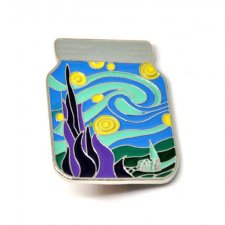 Pin broszka van Gogh w słoiku Gwiaździsta noc