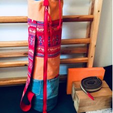 TORBA NA MATĘ DO JOGI "YOGA TIME", POKROWIEC NA AKCESORIA JOGOWE, WYKONANA W STYLU PATCHWORK & ZERO WASTE