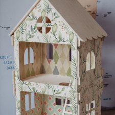 Piękny domek drewniany dla lalek - ZIELONY