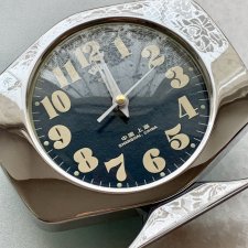 Old School !!! ❤ Klasyka Vintage lat 70-tych. ❤ Świetny designerski zegarek w chromie i emalii ❤