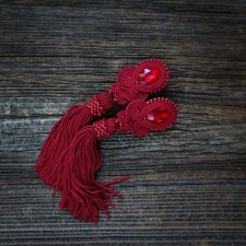 Bordowe  kolczyki soutache z chwostami