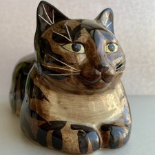 Pottery Cat ❀ڿڰۣ❀ Duży i ręcznie malowany, lata 60-te XXw. ❀ڿڰۣ❀ Figurka kolekcjonerska