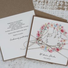 Rustykalna kartka na ślub z motorem i gotowymi życzeniami