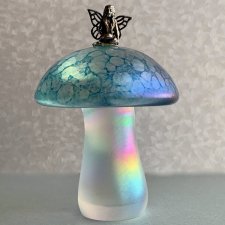 JOHN DITCHFIELD - Notowany artysta!!! ❀ڿڰۣ❀ Gallery Collection Mushroom with Sterling Silver Fairy ❀ڿڰۣ❀ Paperweight ❀ڿڰۣ❀