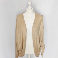 Narzutka kardigan Pull & Bear rozmiar M beżowa sweter jednolity niezapinany cienki oversize