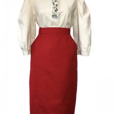Czerwona wełniana spódnica vintage
