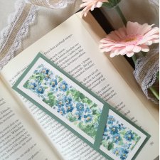 Akwarelowa zakładka do książki ręcznie malowana kwiaty niezapominajki personalizacja