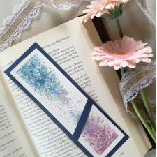 Akwarelowa zakładka do książki ręcznie malowana różowe niezapominajki personalizacja