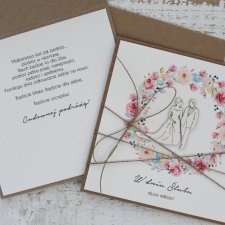 Rustykalna kartka na ślub z gotowymi życzeniami