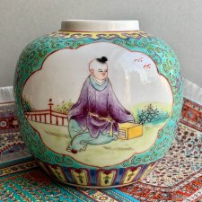 Antique Chinese Jiangxi Jingdezhen ༺❤༻ Ponad 100 letni, ręcznie malowany ༺❤༻ Wazonik/pojemnik