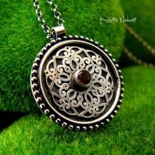 Naszyjnik Mandala - Granat Almandyn Srebro