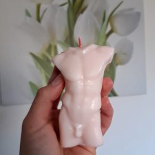 Pink man body candle róż czerwony knot