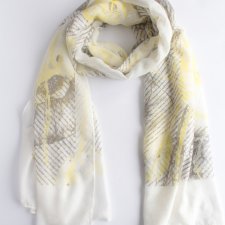 lekki SZAL VINTAGE cytrynowe wzory