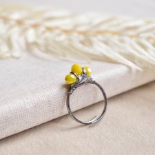 Słonecznie - pierścionek ze szklanymi kryształkami