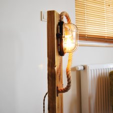 Lampa podłogowa industrialna, drewniana lampa ze starej belki sosnowej, lampa loft