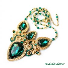 Emerald Dream - elegancki szmaragdowo-złoty naszyjnik sutasz