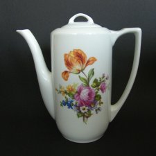 Dzbanek porcelanowy, z okresu PRL, kwiatowa dekoracja