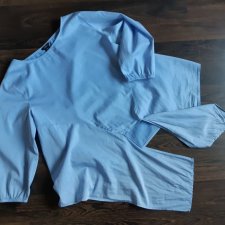 LINDEX ARTYSTYCZNA z wiązaniem / z węzłem tunika bluzka niebieska blue jak cieniutki jeans 44 / XL