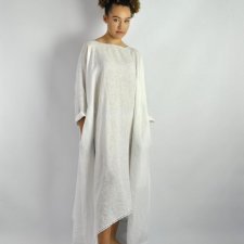 Sukienka lniana -biała Duch