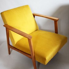 Fotel vintage, fotel PRL, Musztardowy.