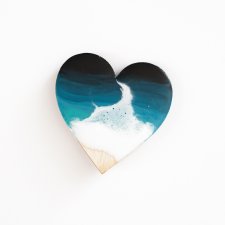 Magnes plaża z falami na serduszku 5x5 cm boho, ręcznie robiony