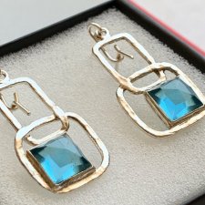 Topaz Swiss Blue Earrings Sterling Silver ❀ڿڰۣ❀ Modernistyczne kolczyki