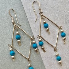 Blue Howlite Earrings  ❤❤ Howlit i srebro ❤❤ Kolczyki