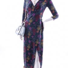 american apparel M kopertowa maxi sukienka boho kwiatowa vintage 38 zielona fioletowa