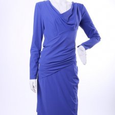 SONJA Kiefer piękna koktajlowa drapowana sukienka ekskluzywna od projektantki L 40