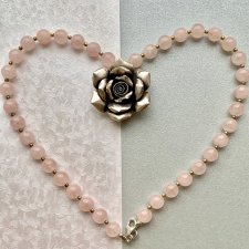 Amulet Miłości ❤ Vintage Rose Quartz & Sterling Silver Necklace ❤ Romantyczna odsłona naturalności