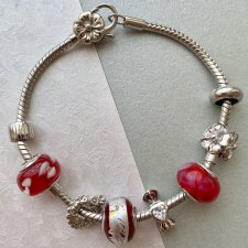 Chrysalis Charm Bracelet, Sterling silver 925 ❤ Oryginalna bransoletka modułowa + 8 charmsów ❤